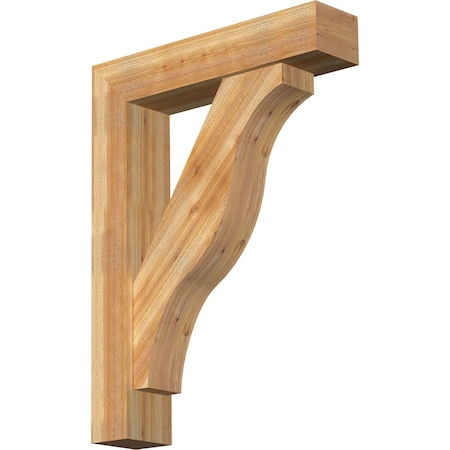 Ekena Millwork Funston Block Rough Sawn Bracket w/ Offset Brace, Western Red Cedar, 8"W x 36"D x 48"H BKT0806X36X48FST05RWR